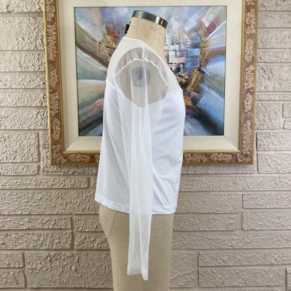 Gioano Sheer Mesh Contrast Pullover Style Knit Top - Picture 2 of 8